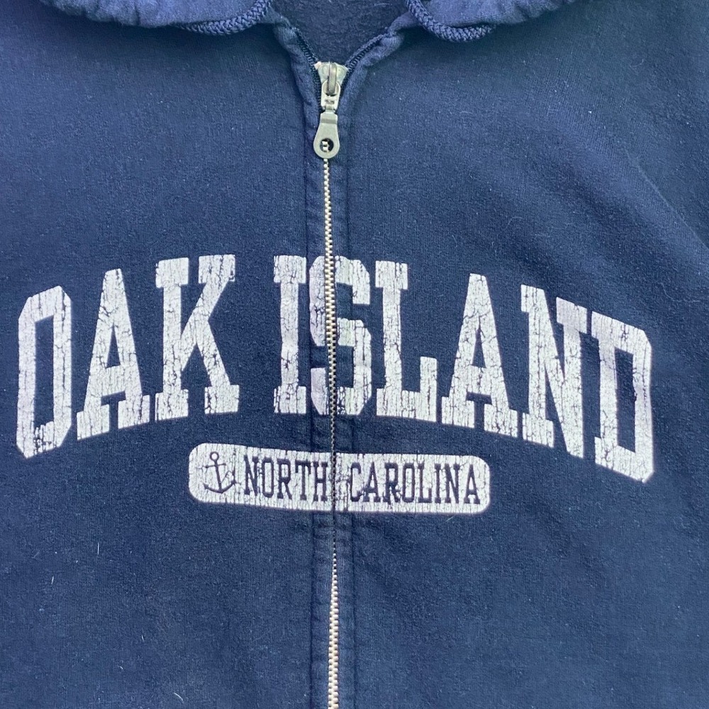 Oak Island Hoodie Mens 2XL Full Zip Spell Out Beachy Preppy Grunge Streetwear - Picture 4 of 8